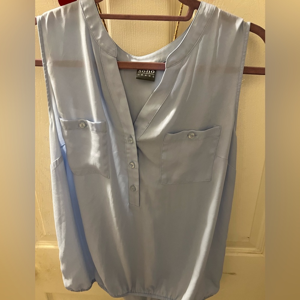 New York & Company - light blue top shirt with elastic bottom. Large